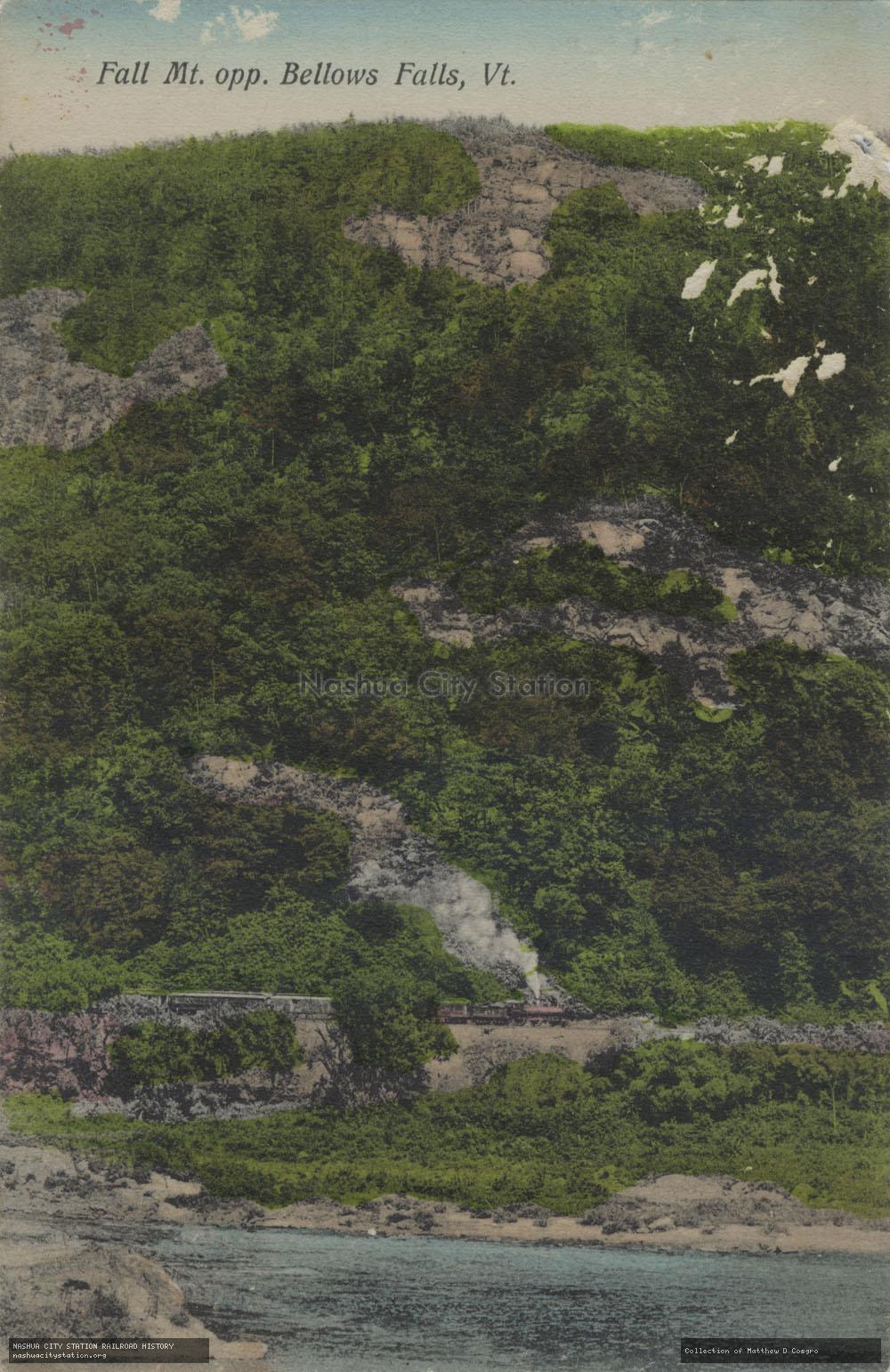 Postcard: Fall Mountain opposite Bellows Falls, Vermont